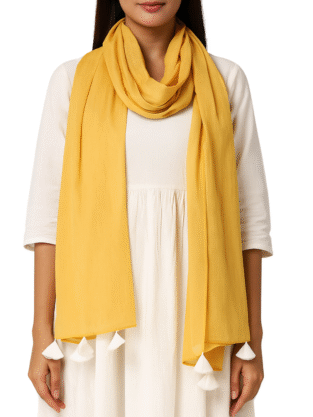 Sunkissed Mul Cotton Scarf with Fabric Tassel