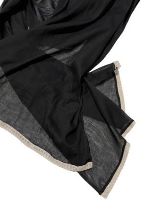Kaala Mul Cotton Scarf with Chrochet Lace