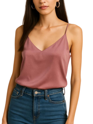 2 IN 1 Satin Spaghetti Top - Mouve