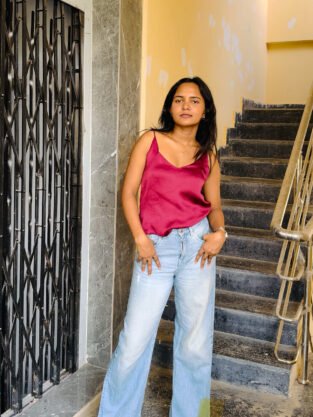 2 IN 1 Satin Spaghetti Top - Maroon