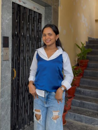 2 IN 1 Satin Spaghetti Top - Navy Blue