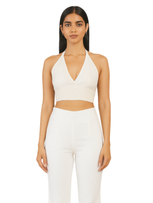 White Mul Cotton Halter Neck Bralette