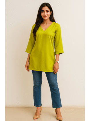 Lime Green Bell Sleeves Kurti