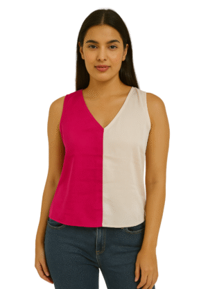 Two-Tone Top Pink & Off-White
