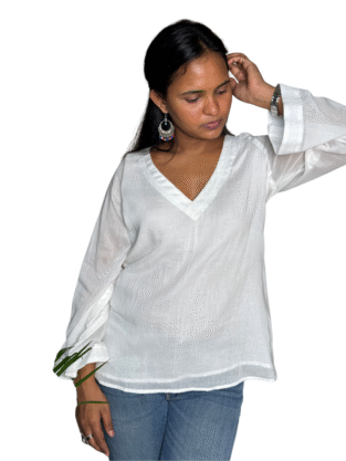White Back Tie Kurti| Mul Cotton